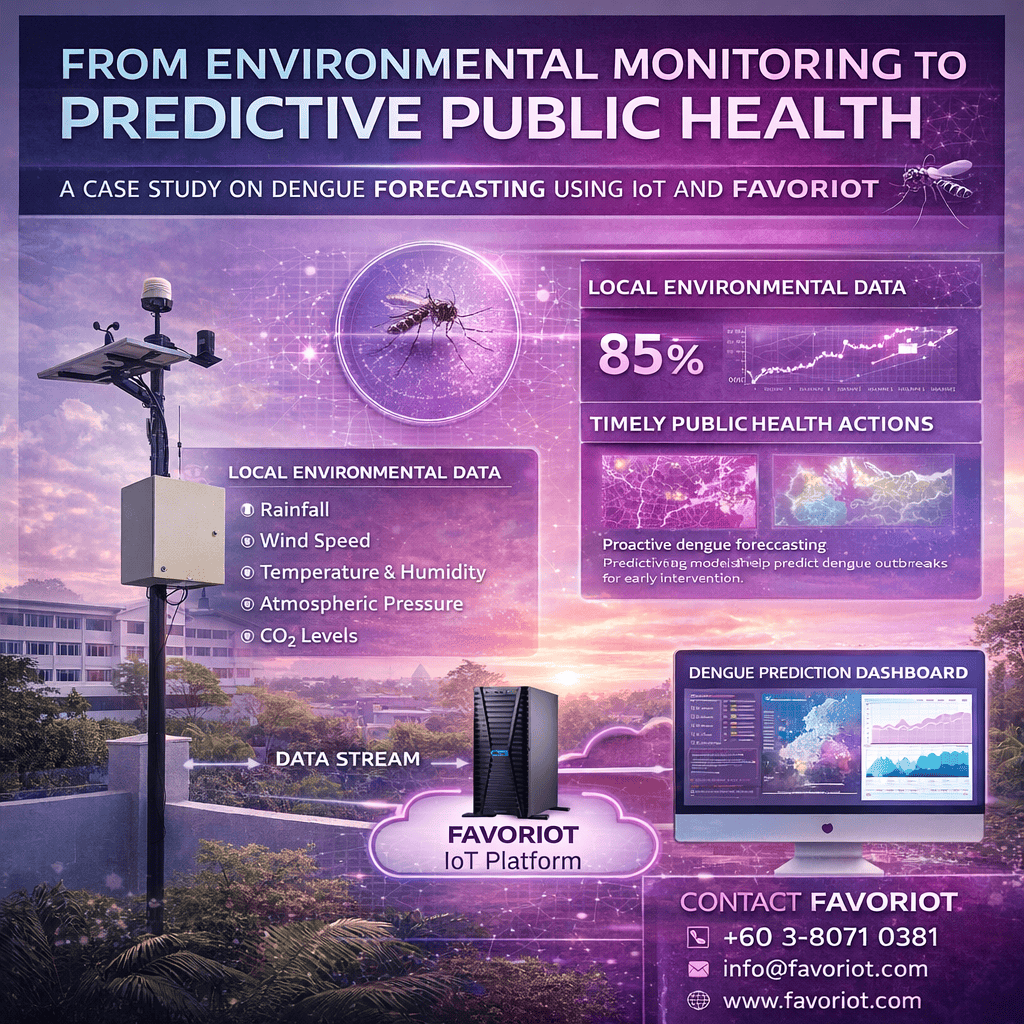 From Environmental Monitoring to Predictive Public Health: A Favoriot Case Study on Dengue Forecasting